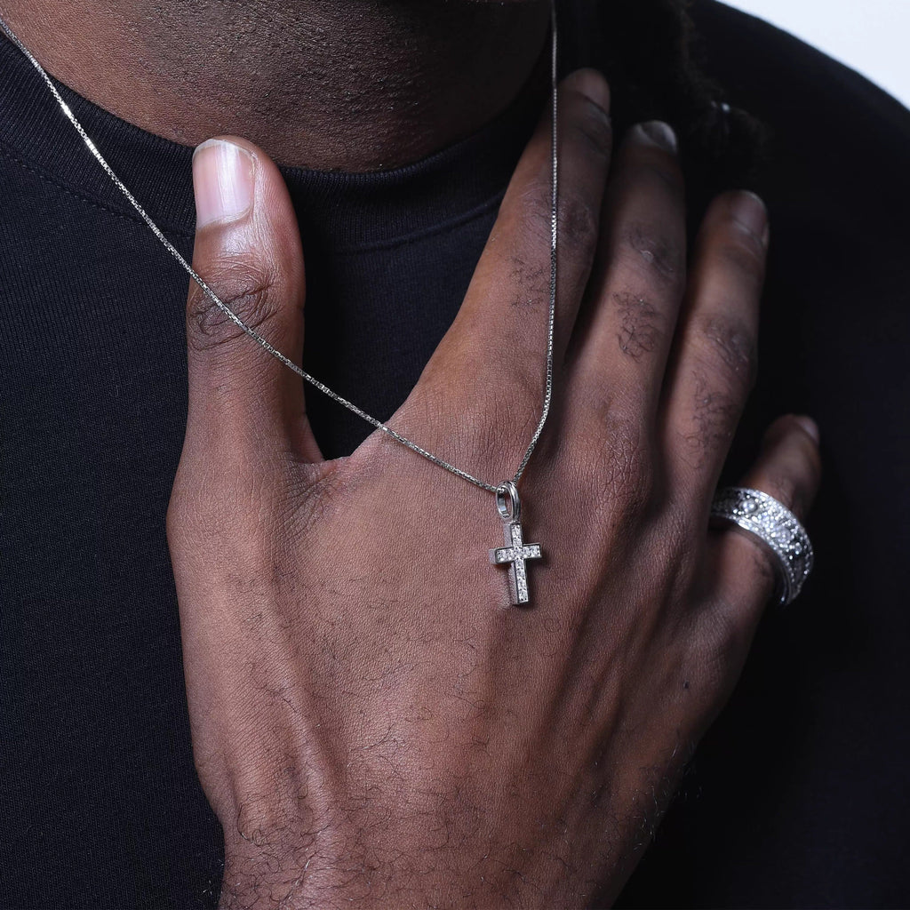 Iced Out Tiny Cross Pendant Necklace