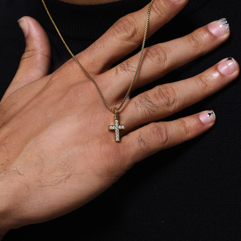 Iced Out Tiny Cross Pendant Necklace