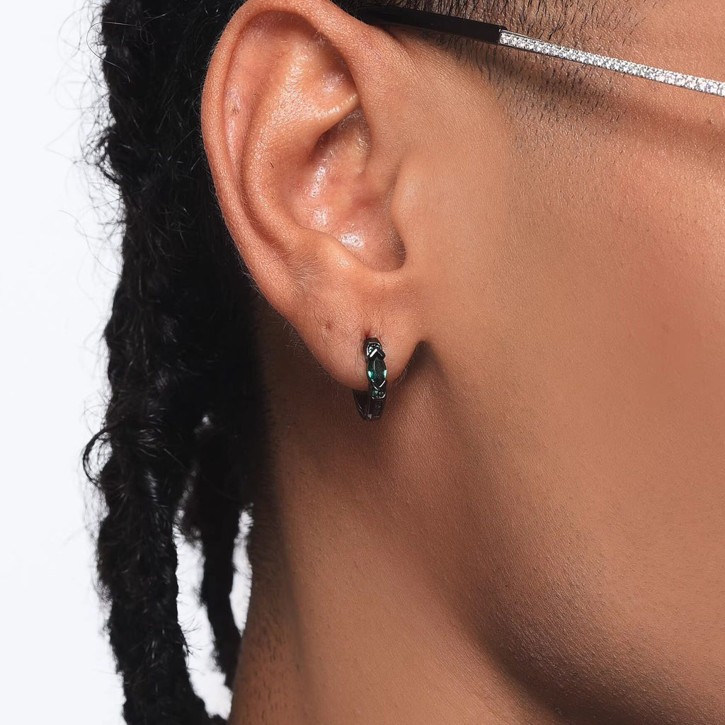 Iced Out Green CZ Hoop Earrings