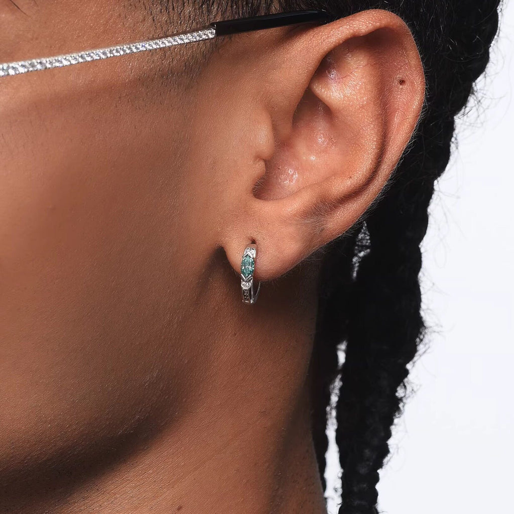 Iced Out Green CZ Hoop Earrings