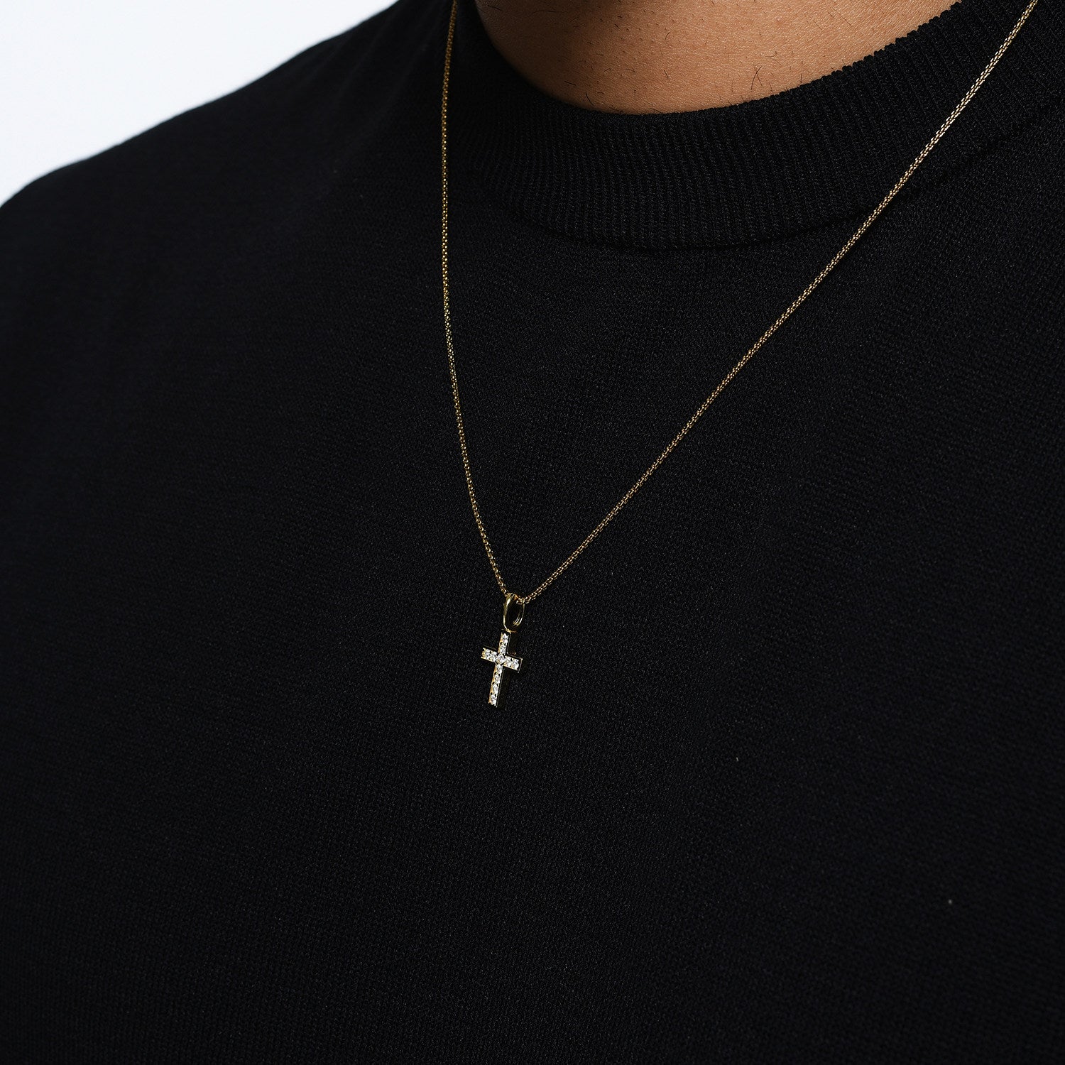 Iced Out Tiny Cross Pendant Necklace