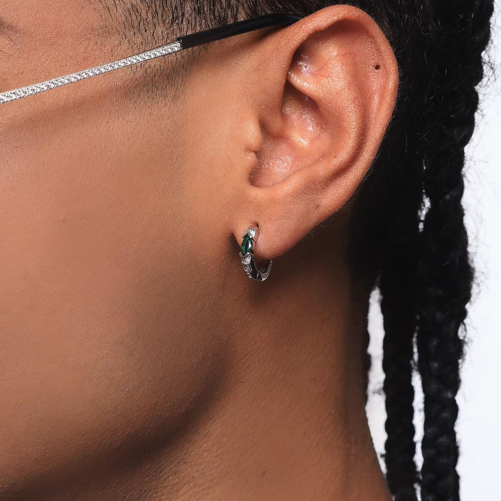 Iced Out Green CZ Hoop Earrings